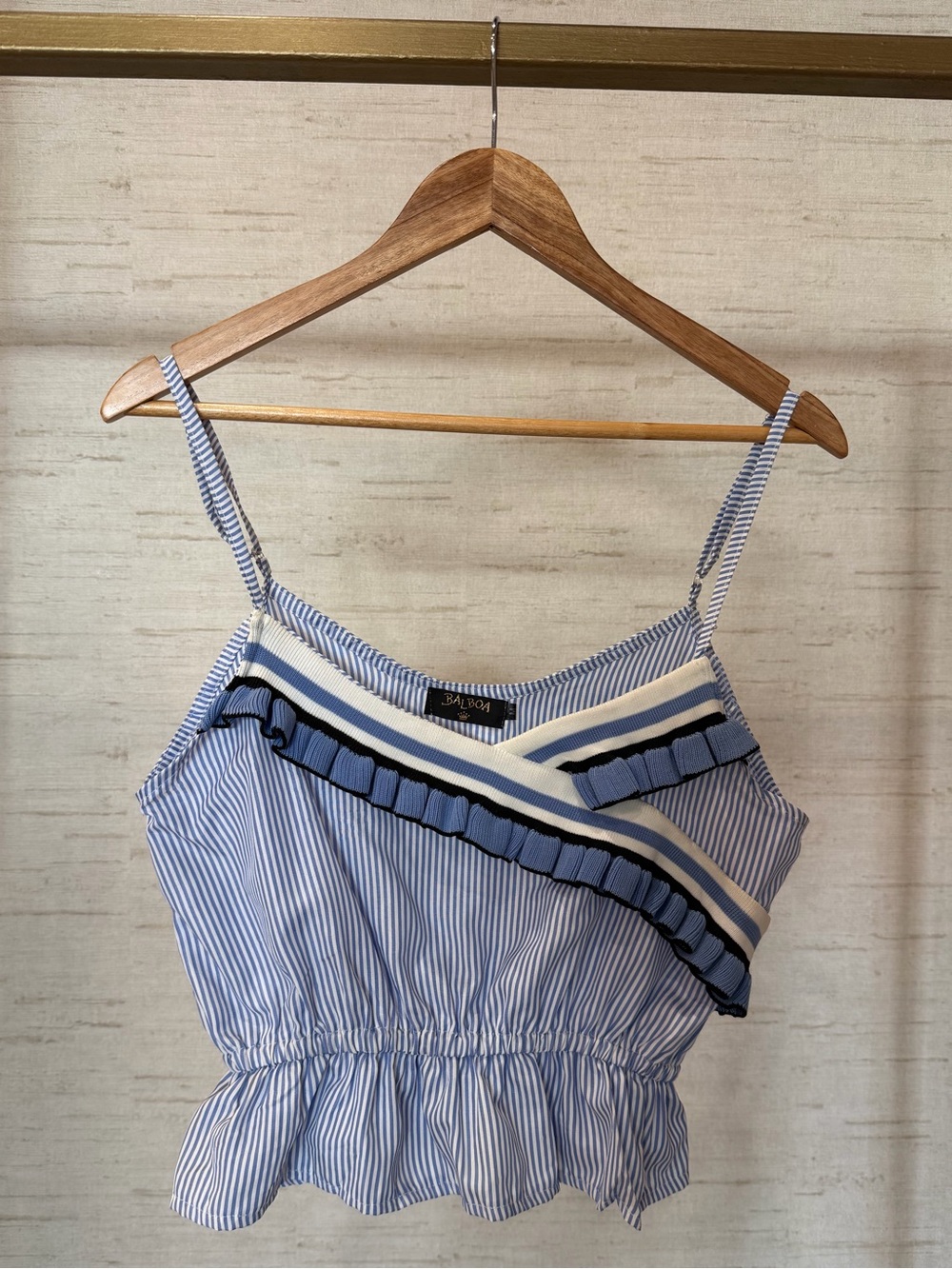 Blue Striped Ruffle One-Piece